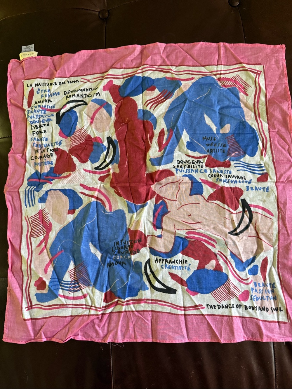 Sezane Pink Blue Red Abstract Printed Scarf